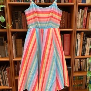 priscilla candy stripe midi dress